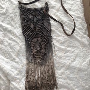 Grey fringe purse